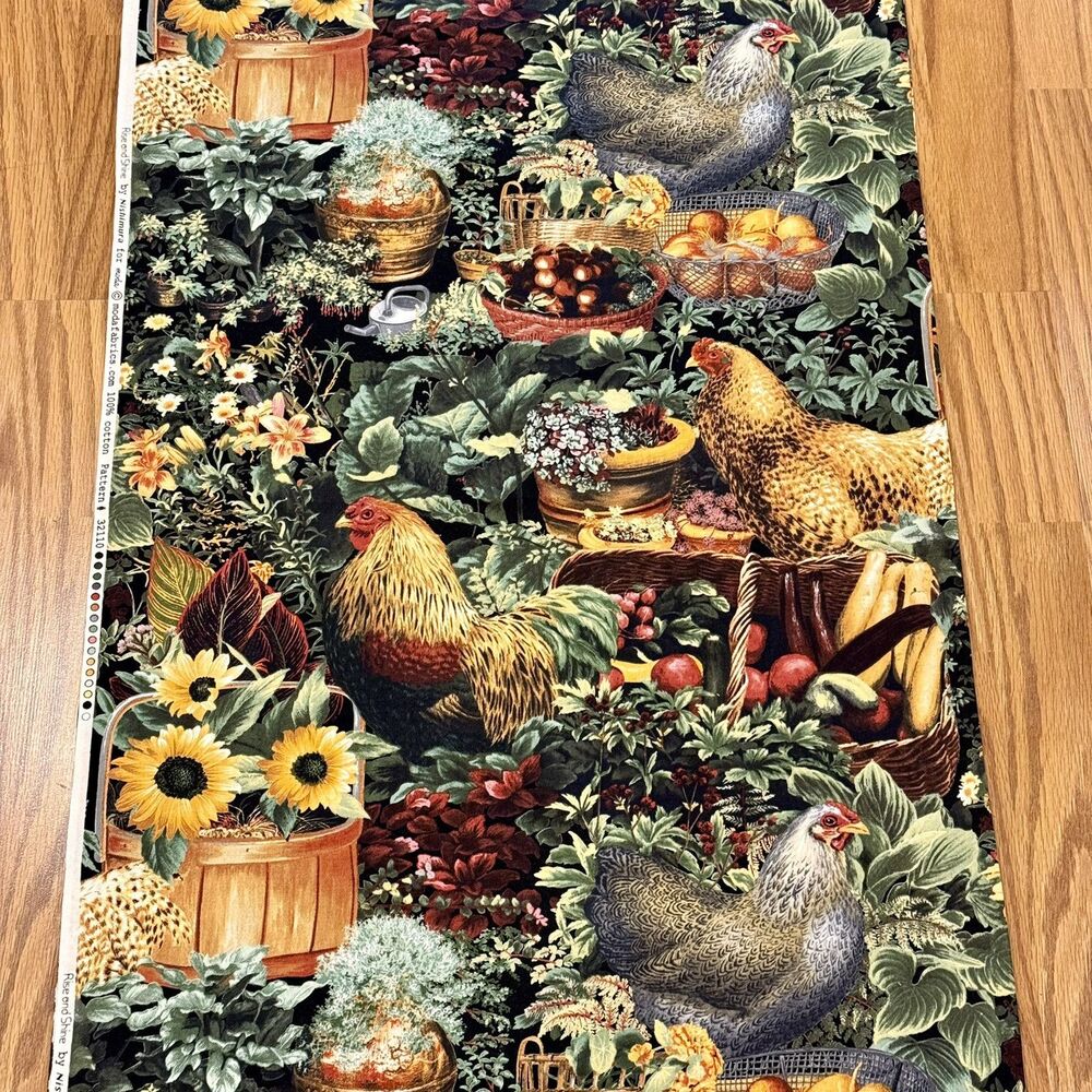 Moda Roosters & Chickens Cotton Quilt Fabric Rise and Shine by Nishimura 1yd 32"